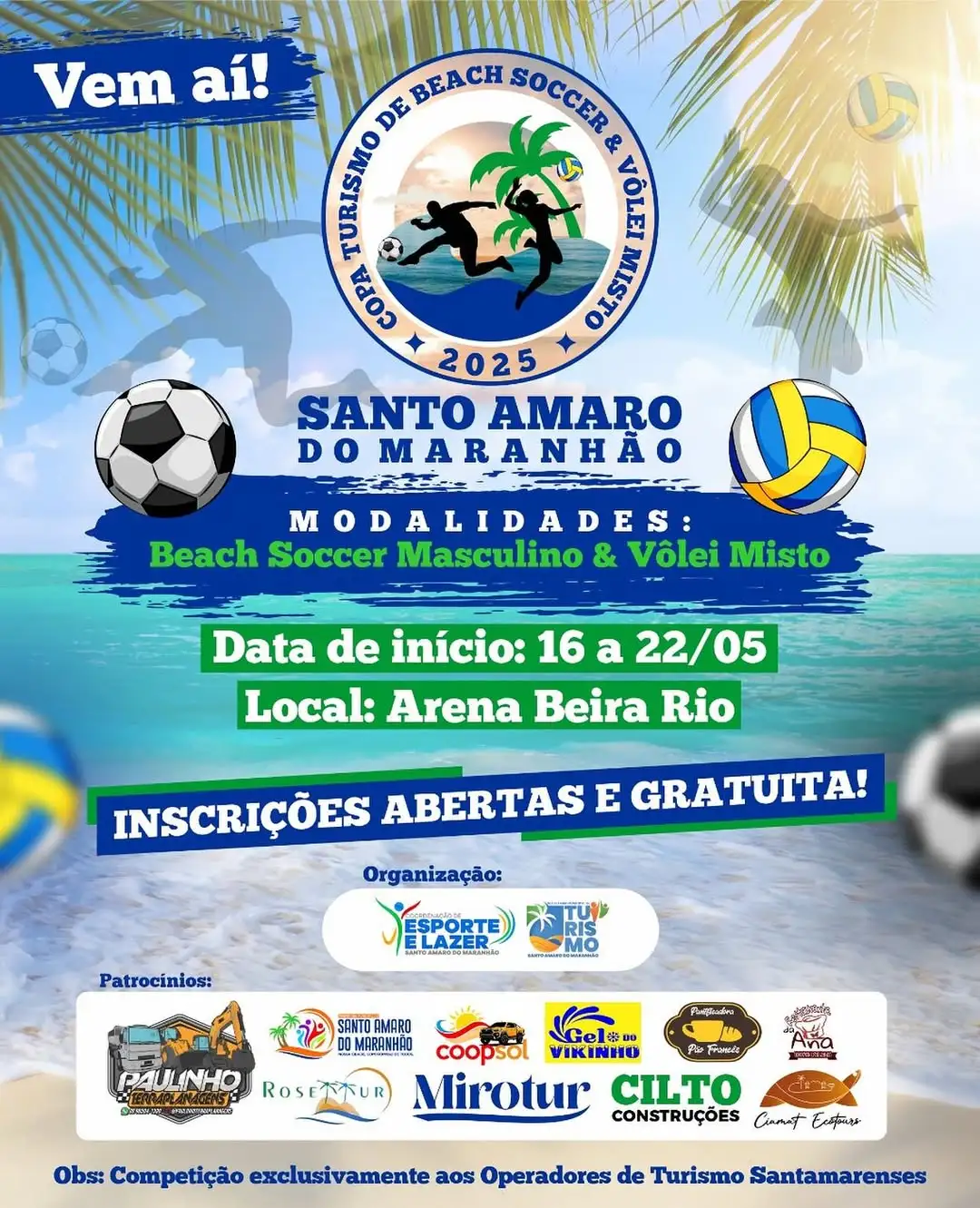 Beach Soccer Masculino e Vôlei Misto